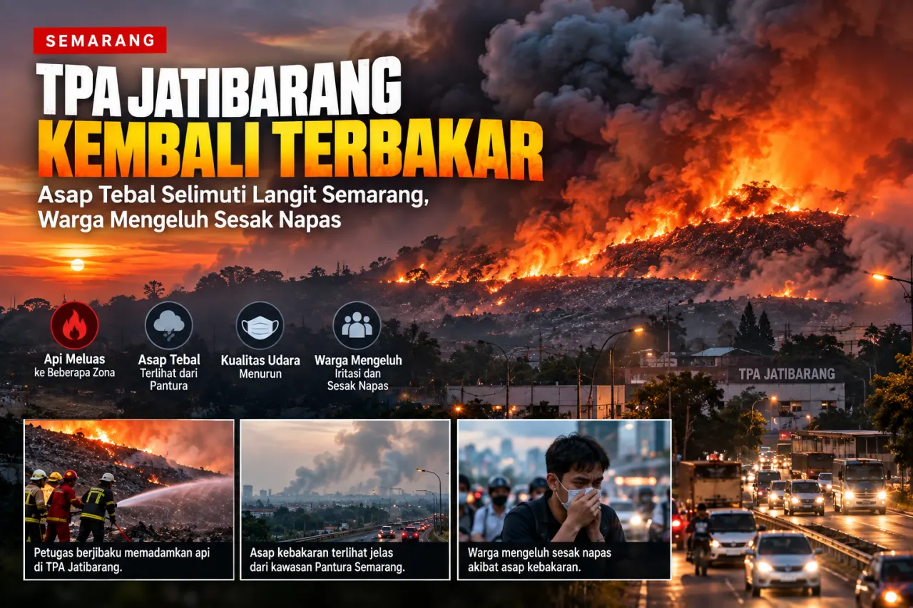 TPA Jatibarang Terbakar, 10 Hektare Dilalap Api, Asap Capai Pantura Semarang