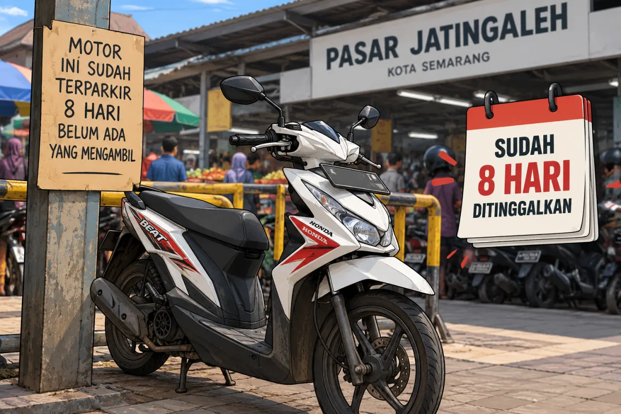 Motor Misterius Terparkir 8 Hari di Pasar Jatingaleh Semarang