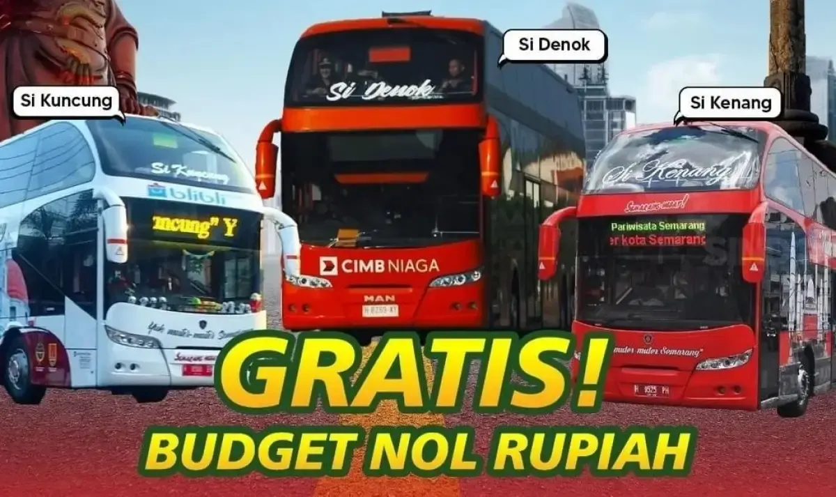 Bus wisata Kota Semarang: Si Denok, Si Kuncung, Si Kenang. (Sumber : Instagram @buswisata_kotasemarang)