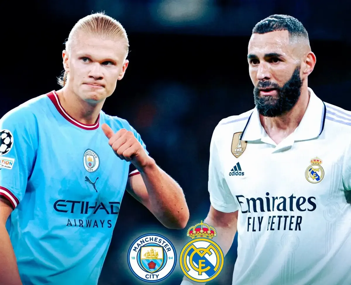 Karim Benzema dan Erling Haaland akan beradu tajam di babak semifinal Liga Champions musim ini (Sumber : Twitter @ActuFoot_)