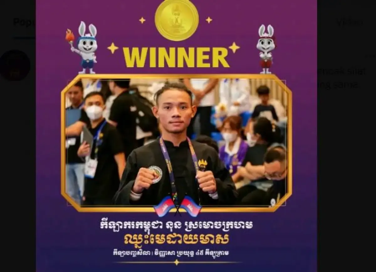 Sosok Non Sromoachkroham atlet pencak silat Kamboja yang raih medali emas (Sumber : Twitter/Thitipan_mafia)