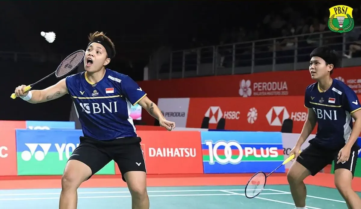 Ganda putri, Apriyani Rahayu/Siti Fadia Silva Ramadhanti, saat menaklukkan wakil Thailand di babak 16 besar Malaysia Masters 2023. (Sumber : PBSI)