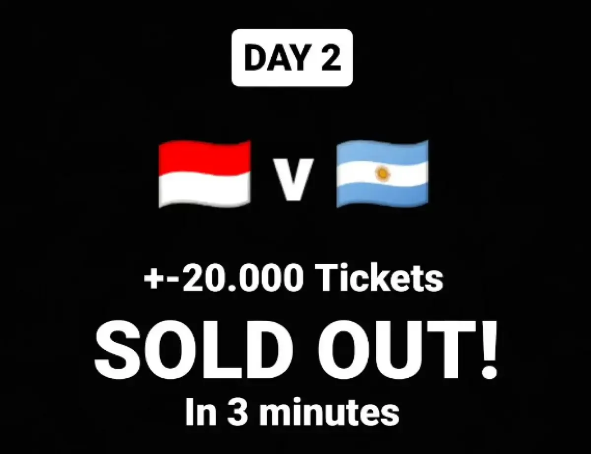 Penjualan tiket nonton Timnas Indonesia vs Argentina hari kedua ludes dalam 3 menit (Sumber : Instagram)