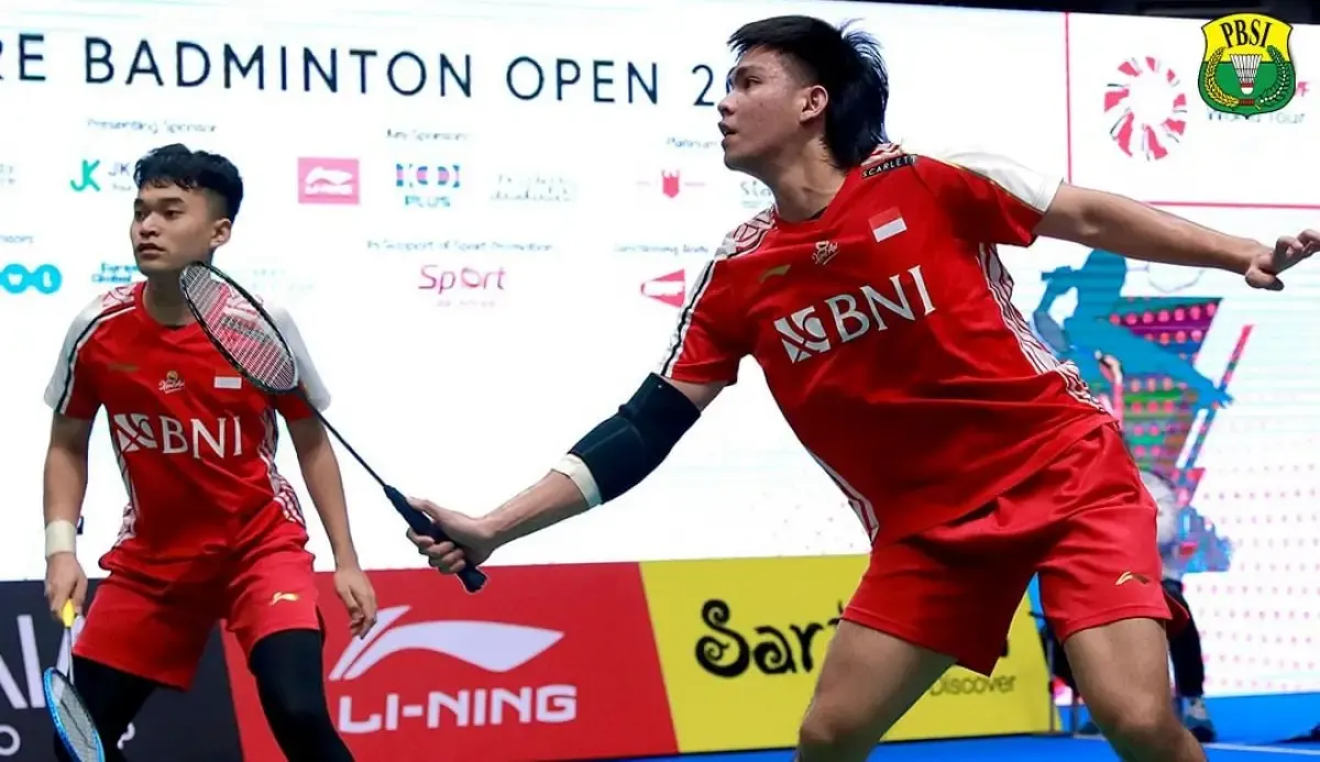 Pasangan Leo Rolly Carnando/Daniel Marthin melaju ke babak kedua Singapore Open 2023 setelah kalahkan wakil Thailand di babak pertama, Selasa 6 Juni 2023. (Sumber : PBSI)