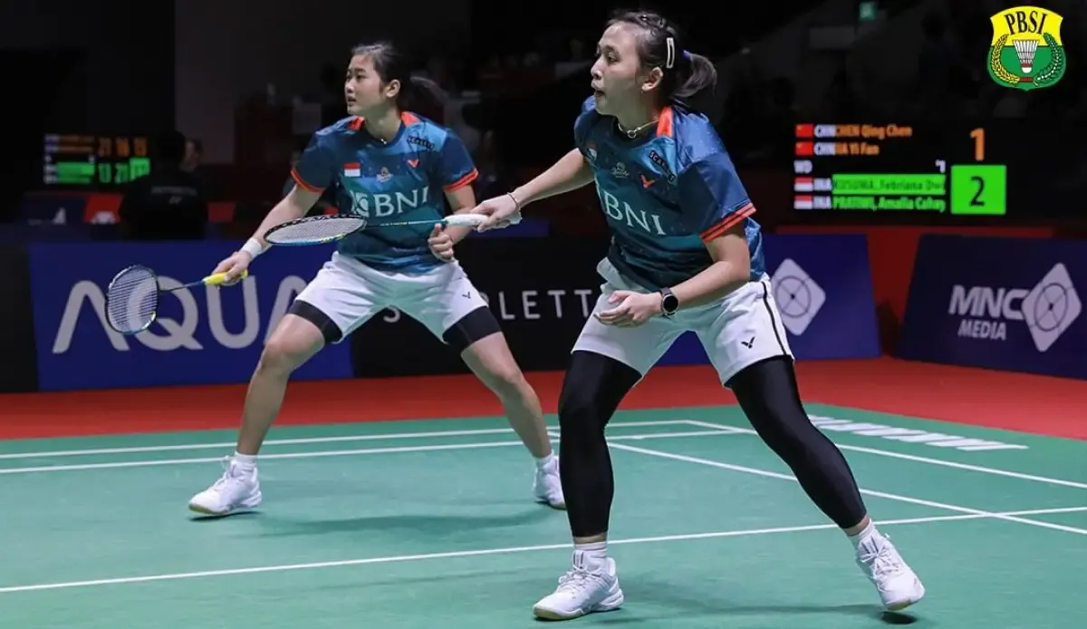 Ana/Tiwi saat mengalahkan pasangan USA, Annie/Kerry di babak perempat final Taipei Open 2023, Jumat 23 Juni 2023. (Sumber : PBSI)