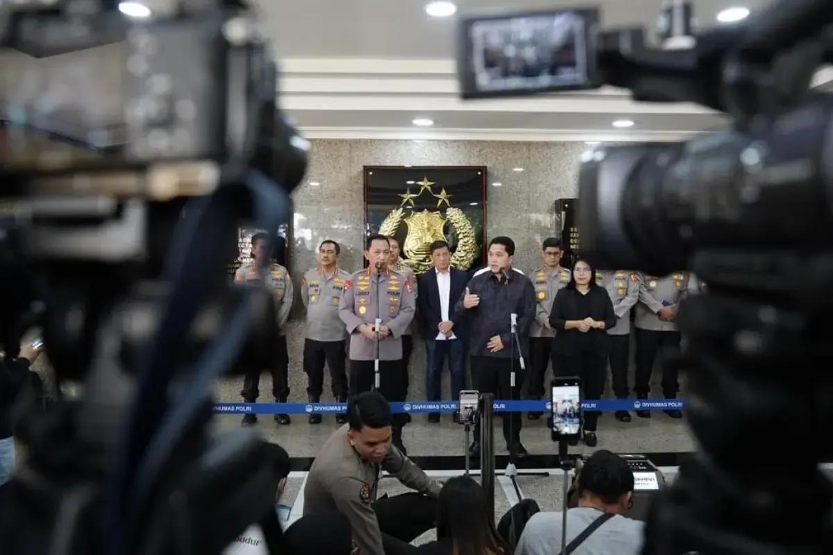 Konferensi pers PSSI bersama Polri (Sumber : Twitter @erickthohir)