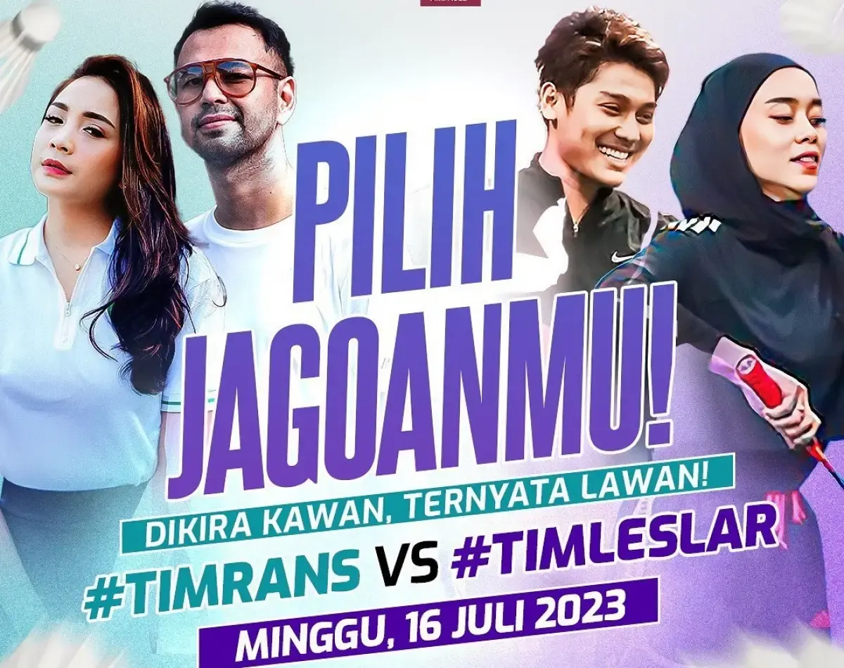Pertandingan bulutangkis ganda campuran Turnamen Olahraga Selebriti, Raffi/Nagita vs Billar/Lesty. (Sumber : Instagram @sctv)