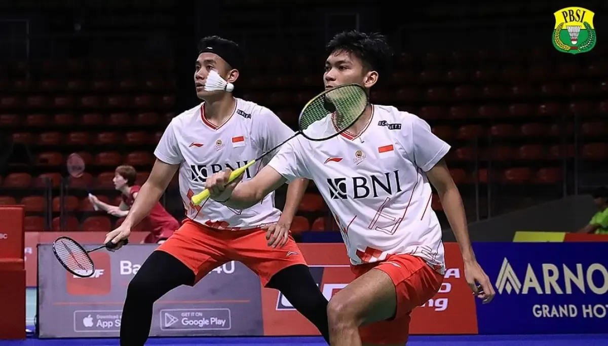 Pasangan ganda putra Muhammad Shohibul FikriBagas Maulana kalahkan wakil India di babak 16 besar Thailand Open 2023, Kamis 1 Juni 2023. (Sumber : PBSI)