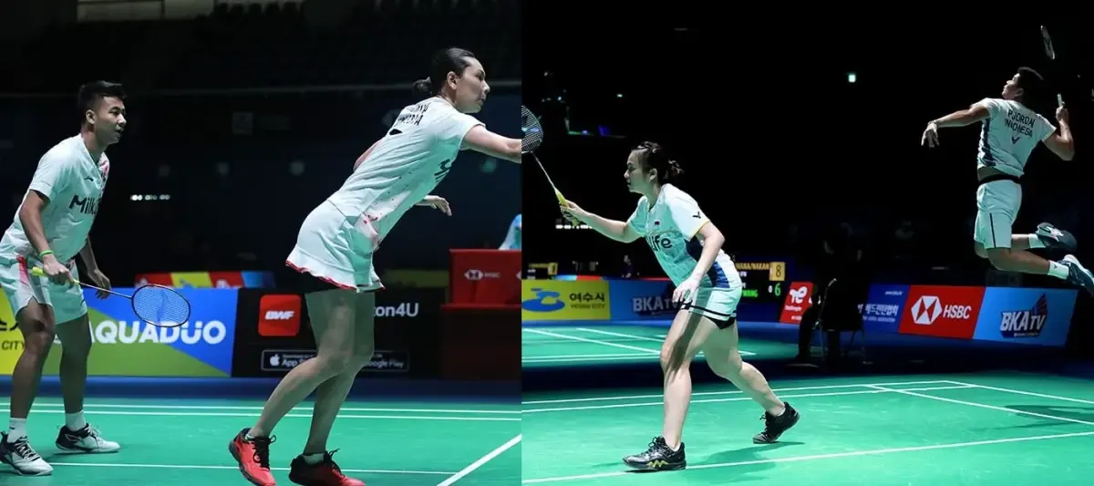 Pasangan Dejan/Gloria dan Praveen/Melati belum berhasil melaju ke babak perempat final Korea Open 2023 setelah kalah di babak kedua, Kamis 20 Juli 2023. (Sumber : PBSI)