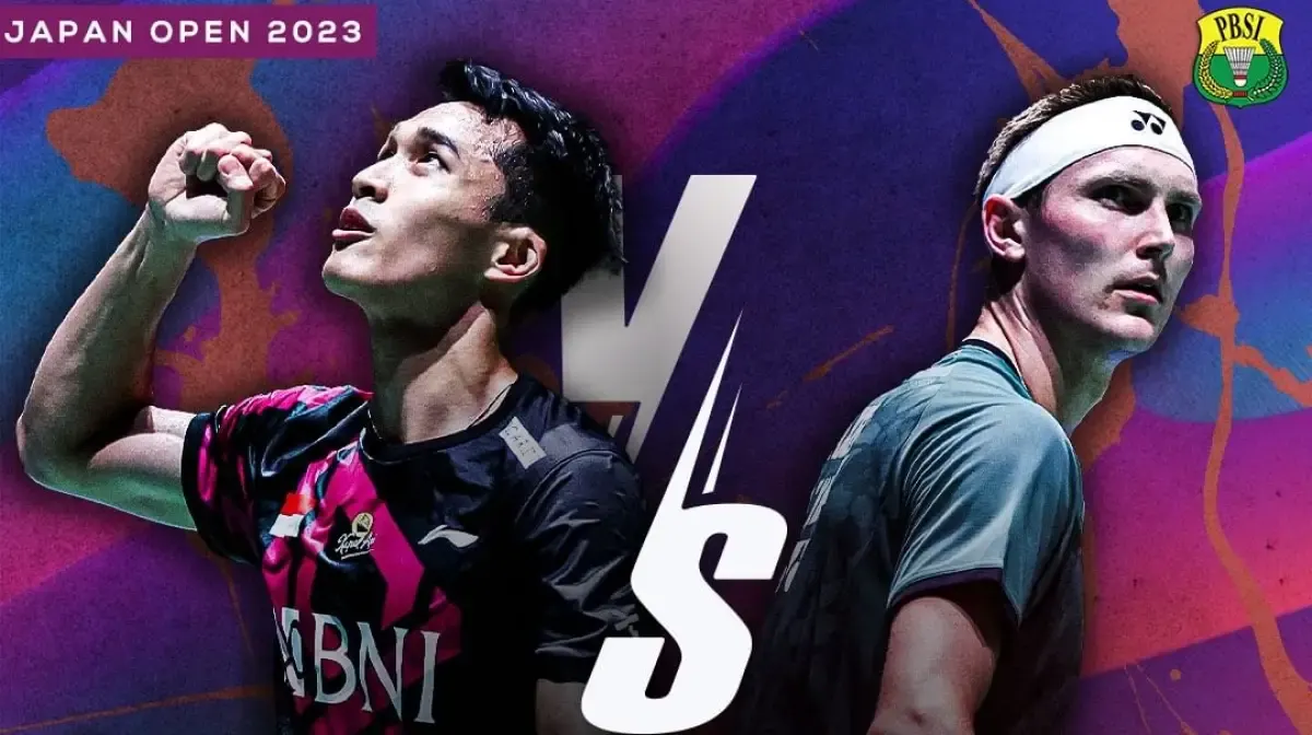 Jelang final Japan Open 2023, rekor pertemuan Jonatan Christie pernah 2 kali menang dan 7 kali kalah dari Viktor Axelsen. (Sumber : PBSI)
