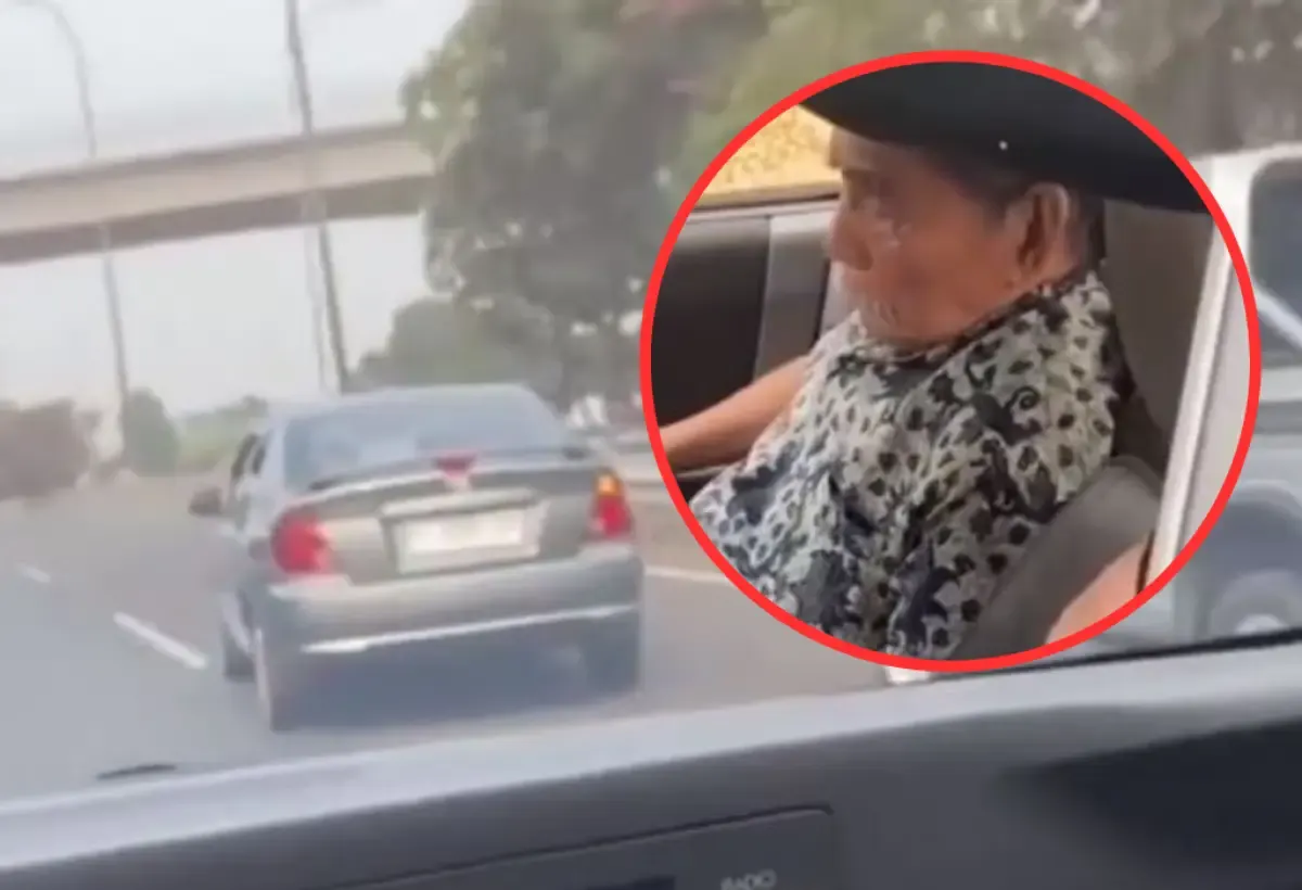 VIRAL Mobil Oleng di Tol Hampir Menabrak Pembatas Jalan, Ternyata Pengemudinya Seorang kakek yang Ditemani Sang Istri (Sumber : @iyaaainimenyun)