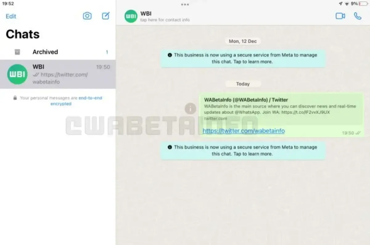 WhatsApp untuk iPad akhirnya hadir dalam versi beta. (Sumber : wabetainfo)
