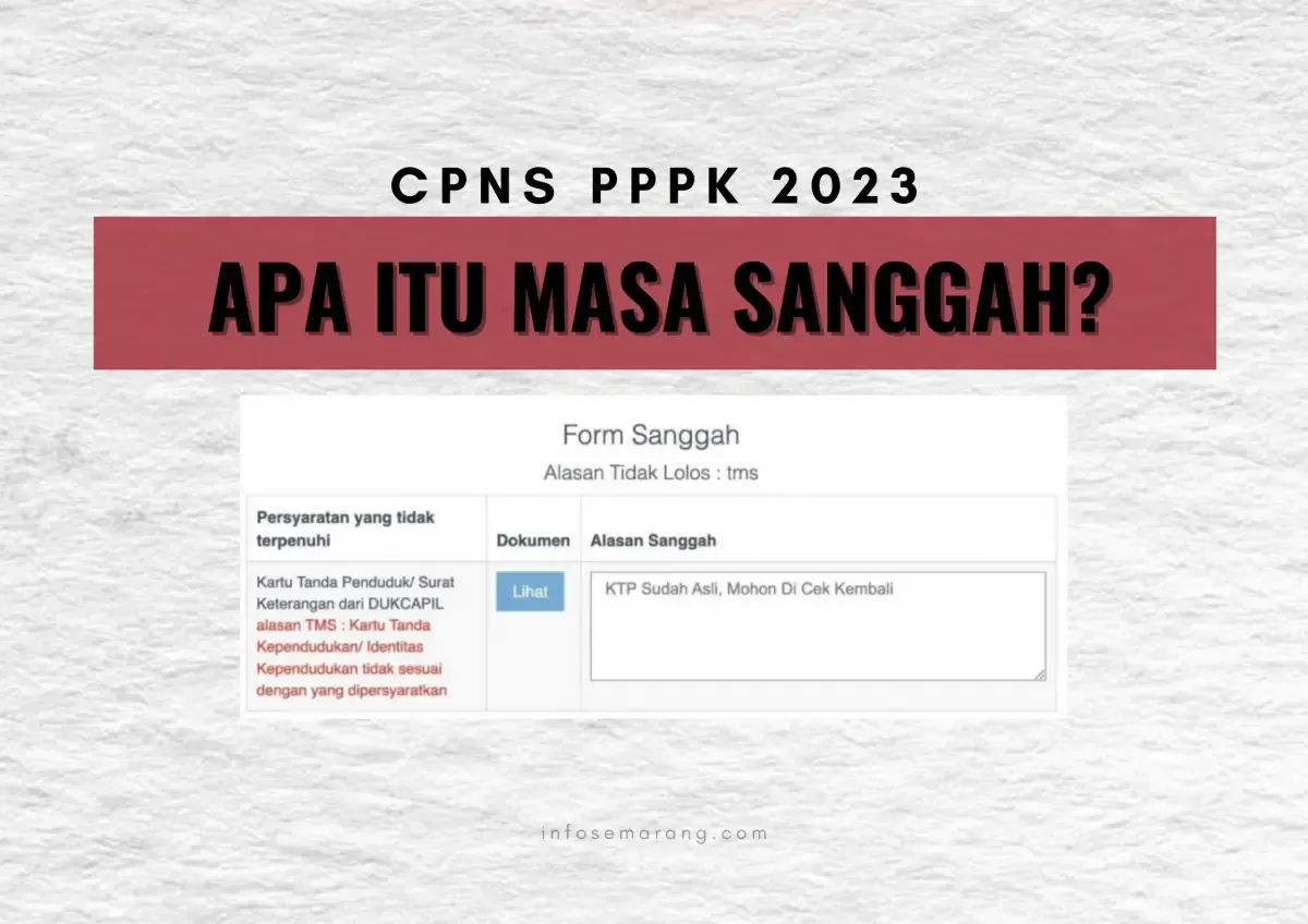 Apa itu masa sanggah untuk pelamar CPNS PPPK 2023 yang TMS atau tidak memenuhi syarat? (Sumber : InfoSemarang.com)