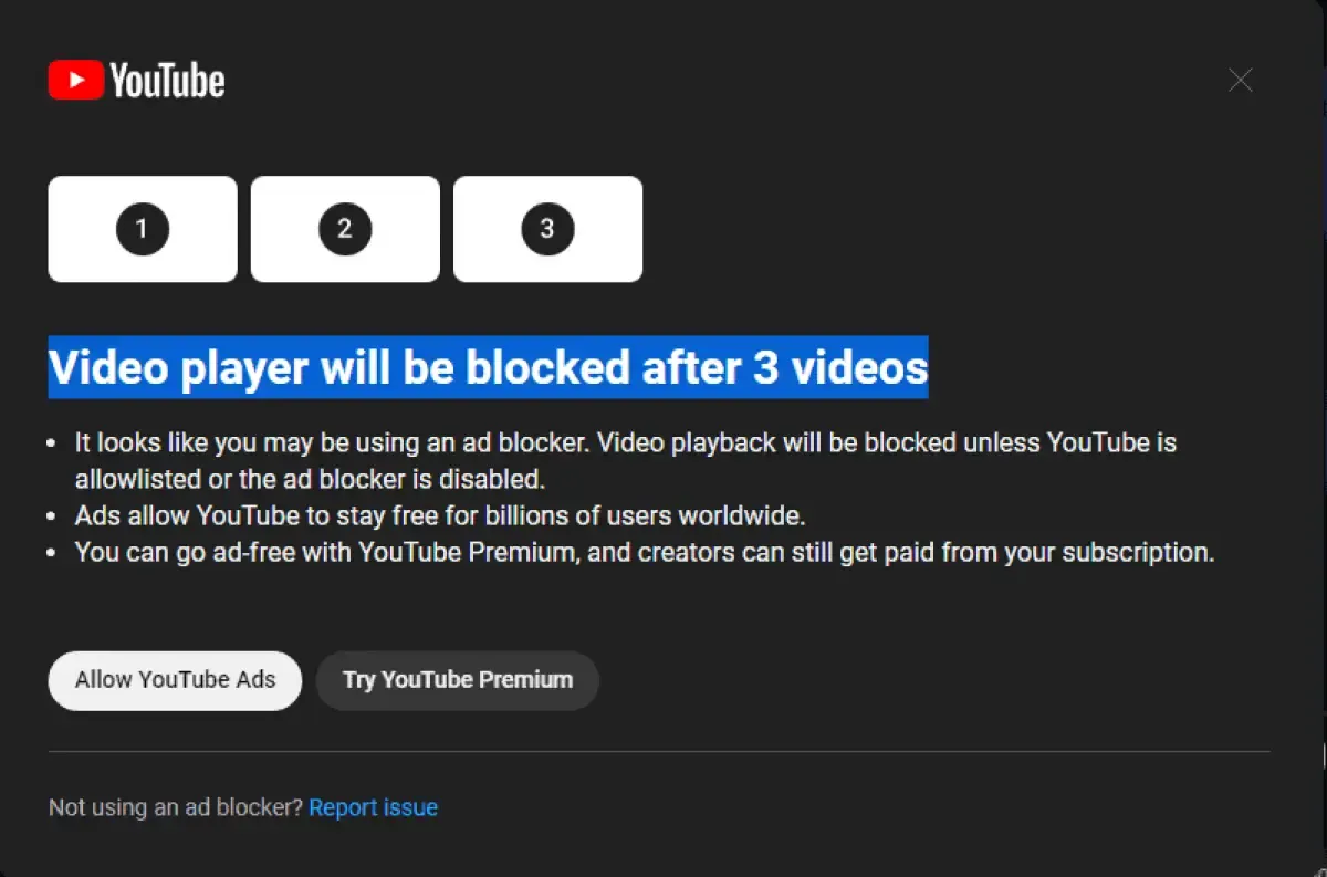 Youtube blokir pemutaran video bagi pengguna yang ketahuan gunakan Ad Blockers. (Sumber : Gizchina)