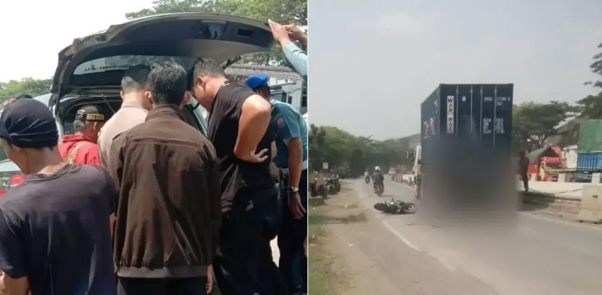 Kecelakaan maut melibatkan truk kontainer dan motor terjadi di Jalan Arteri Yos Sudarso, Tawangsari, Semarang Barat, Selasa 7 November 2023 pagi. (Sumber : Instagram @kejadianseputarsemarang)