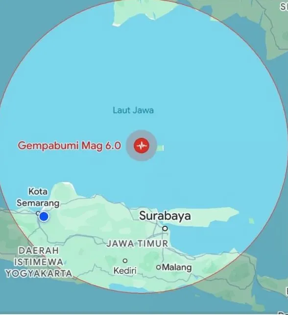 Badan Meteorologi, Klimatologi dan Geofisika (BMKG) menyatakan pusat gempa berada di 132 km Timur Laut Tuban Jawa Timur. (Sumber:  | Foto: dok BMKG)