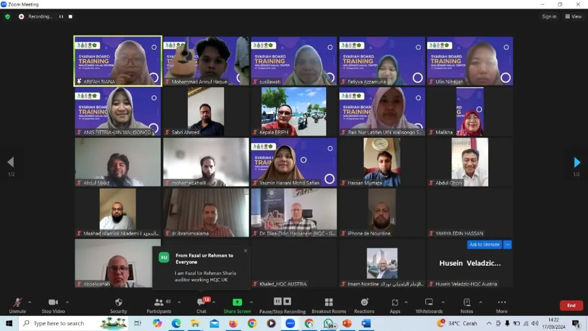 Pelatihan Sharia Board yang diadakan secara daring melalui zoom. (Sumber:  | Foto: dok)