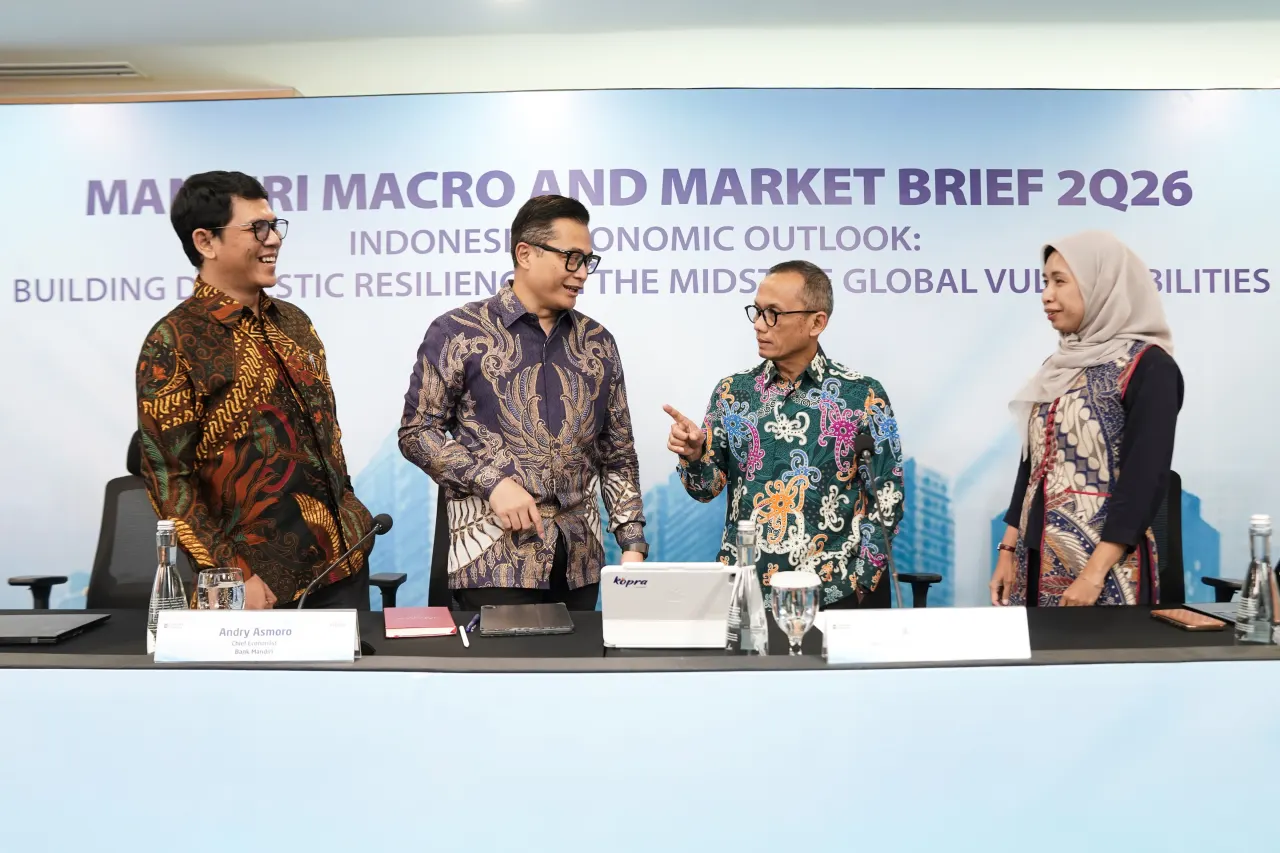 Jumpa pers Mandiri Macro and Market Brief 2Q26 di Jakarta, Senin (11/5/2026).