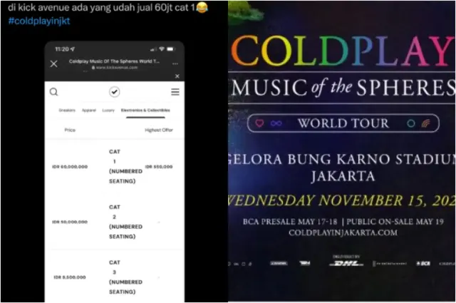 War Tiket Konser Coldplay BCA Presale Berakhir, Muncul WTS Harga Rp60 Juta,Netizen:SINTING!