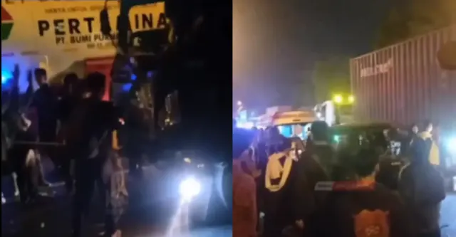 Kecelakaan di Ngudi Waluyo, Mobil Pikap Ditabrak Truk Box dan Truk Kontainer, 2 Orang Terluka