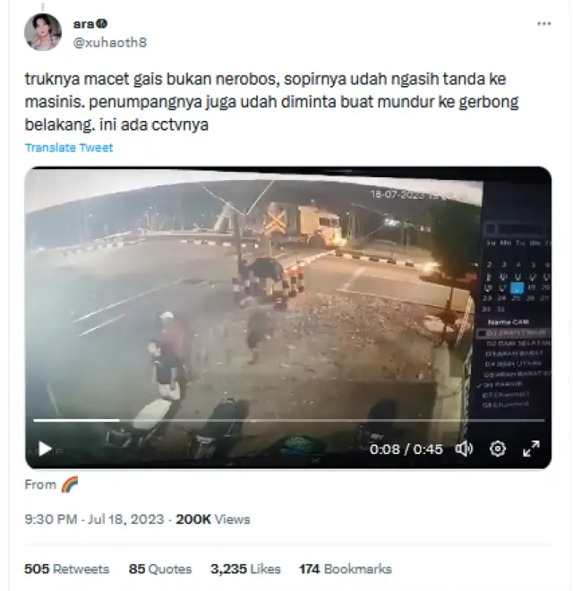 Publik Sempat Salahkan Sopir Truk Terobos Palang Kereta Api, Ternyata Ini Bukti CCTV yang Sebenarnya