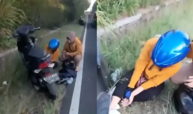 Gara-gara Baliho Partai Tertiup Angin, Pengendara Motor Kecelakaan di Banaran Bawen