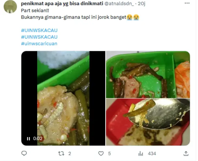 Geger Mahasiswa UIN Walisongo Diberi Makanan Basi, Santri Ini Unggah Bukti Lauk Penuh Ulat