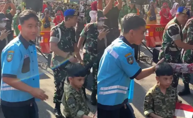 Pawai di Solo: Jan Ethes Cosplay Jadi TNI Salami Tamu Pejabat, Gibran Rakabuming Cosplay Jadi Juru Parkir