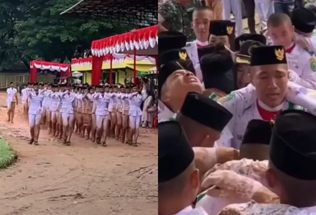 SALUT! Tim Paskibra Padangsidimpuan Rela Becek-becek Hingga 'Mandi' Lumpur Saat Tugas Upacara 17 Agustus 2023, Tangis Haru Bercucuran