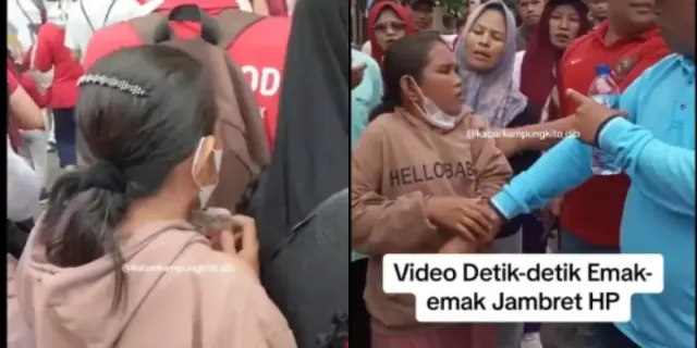 Berlagak Polos, Viral Emak-emak Terekam Jambret HP di Tengah Kerumunan