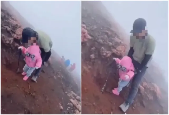 VIRAL Anak Balita Diajak Orangtuanya Mendaki Gunung Kerinci, Warganet: Bapak Ibunya Sudah Expert