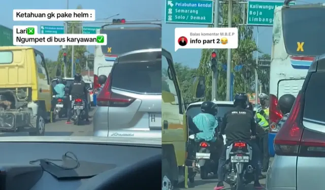 Viral Video 'Ngumpet di Bus', Polisi di Kaliwungu Kena Prank Pengendara yang Bonceng Tanpa Helm