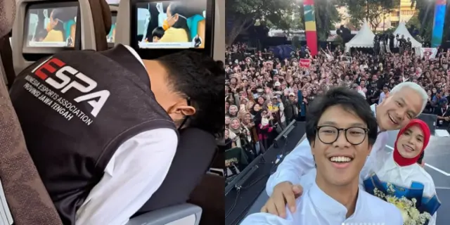 Ketiduran di Pesawat Kelas Ekonomi, Foto Alam Ganjar Jadi Sorotan Warganet