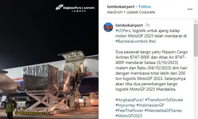 Penampakan Lebih dari 200 Ton Logistik MotoGP Mandalika 2023 Sudah Mendarat di Lombok