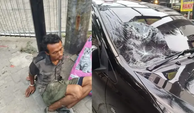 Pria ODGJ di Semarang Ngamuk, Rusak Mobil yang Parkir di Bank Jateng Tlogosari