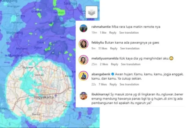 Komentar Kocak Warganet Setelah Viral Awan Hujan Melingkar Menghindari Yogyakarta, Bawa Soal UMR Rendah Hingga Proyek Jalan Tol