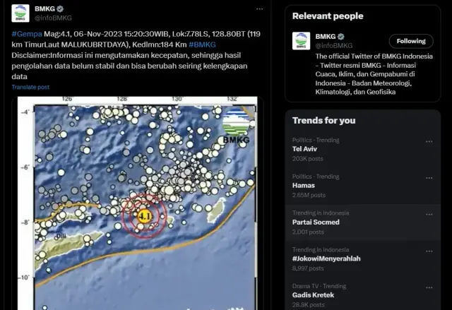 Gempa Guncang Maluku Barat Daya Senin Sore 6 November 2023, Ini Cara Menyelamatkan Diri saat Gempa