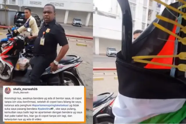 Viral Kurir Pasang Bendera Palestina Kena Amuk Satpam Apartemen, Langsung Dicopot Satpam Tanpa Konfirmasi Gegara Ini