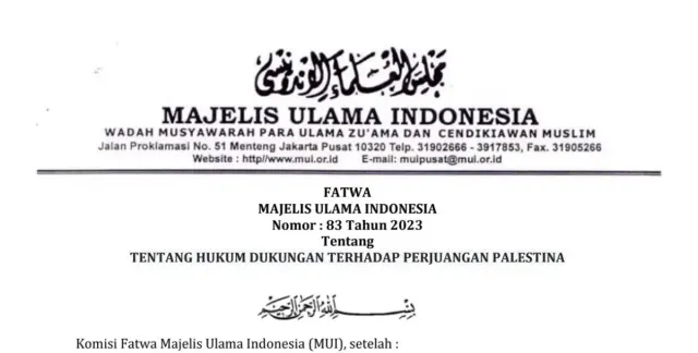 Link Download Fatwa MUI Terbaru: Mendukung Agresi Israel ke Palestina Hukumnya Haram