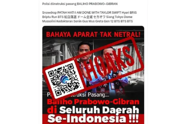 Bongkar Hoaks! Kemenkominfo Bantah Kabar Pemasangan Baliho Prabowo-Gibran oleh Polisi, Bawaslu Masih Investigasi