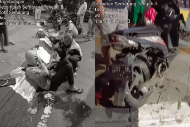 Kecelakaan di Jalan Gajahmada Semarang! Bagian Belakang Motor Sampai Remuk, Padahal Salah Satu Pengendara Sedang Hamil Muda