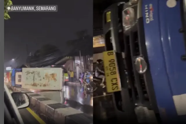 Kronologi Kecelakaan Truk Terguling di Tengah Jalan Setiabudi Banyumanik, Kondisi Terkini Sopir Jadi Sorotan