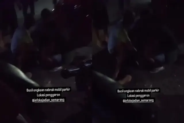 Detik-detik Bocil Naik Motor di Semarang Tabrak Mobil Parkir, Tubuh Sampai Terpental ke Pinggir Jalan