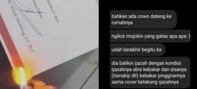 Astaghfirullah, Begini Curhat Nyesek Cowok yang Ijazahnya Dibakar Pacar Cuma Gegara Helm