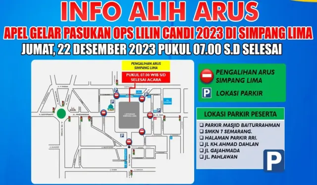 Info Pengalihan Arus Simpang Lima Kota Semarang, Jumat 22 Desember 2023 Pagi