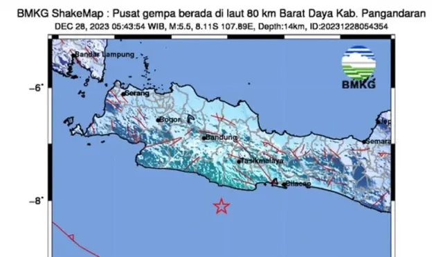 Gempa Magnitudo 5,5 Guncang Pangandaran, Tidak Berpotensi Tsunami
