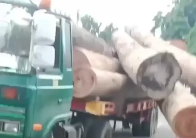 Truk Angkut Kayu-kayu Jumbo Ambrol di Jalan Soekarno Hatta, Teringat Film Final Destination