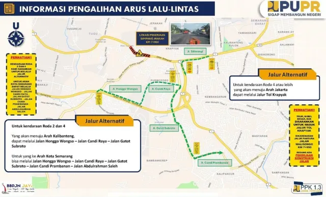 Info Pengalihan Arus Simpang Jrakah Jalan Walisongo, Jalur Alternatif Arah Kalibanteng & Kota Semarang